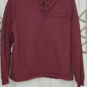 Coleman Men's Burgundy Henley Pullover Sweater Knit Button Long Sleeve Size L